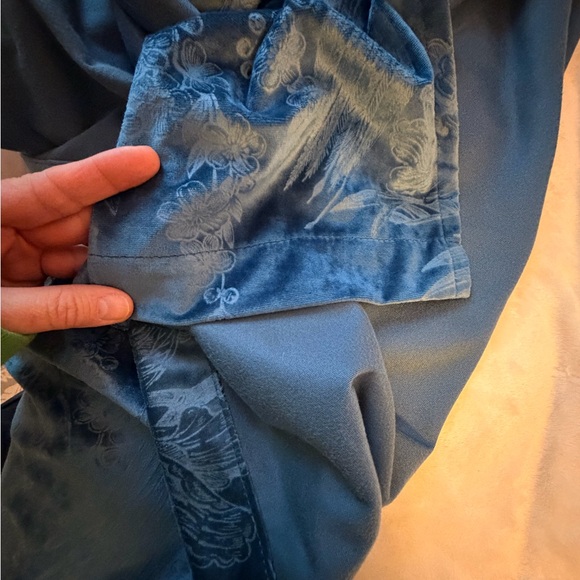 Christian Siriano Blue Velvet Floral Bird Curtains Set of 8 Panels 38” W x 84” L - Picture 2 of 14